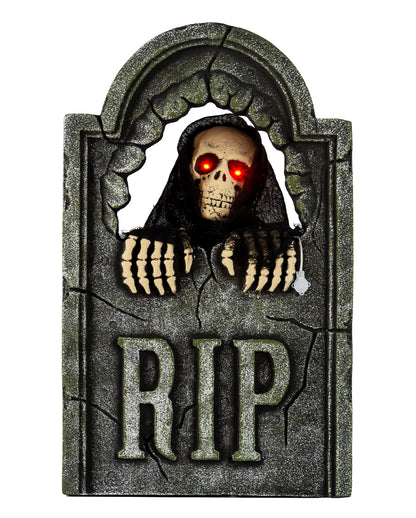 Grabstein mit sich bewegendem Grim Reaper, Sound & Licht 55cm