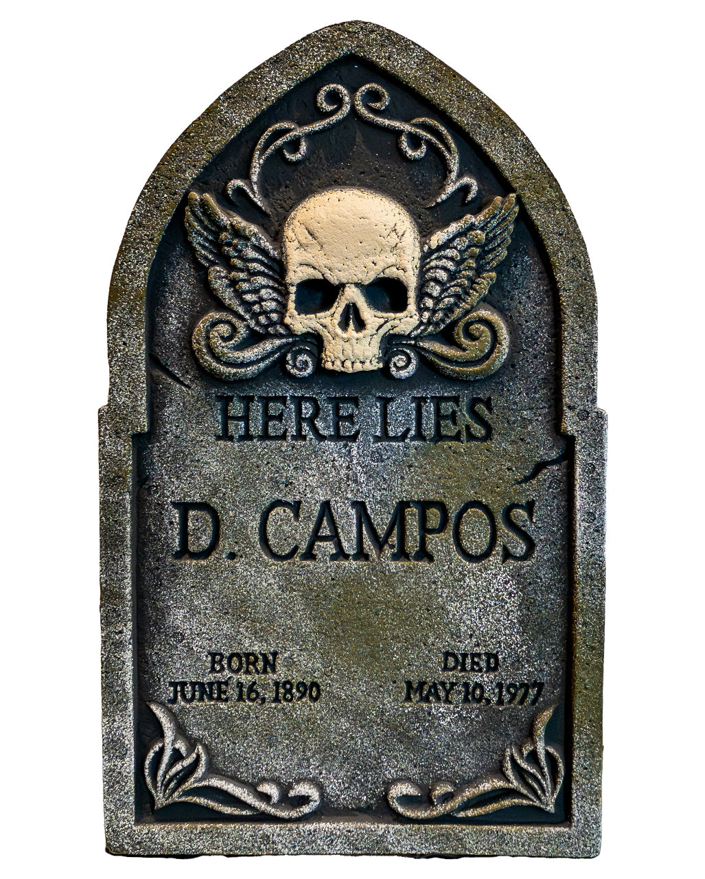 Gravestone With Skull & Wings 55cm