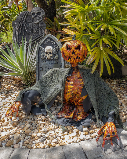 Gravestone With Skull & Wings 55cm