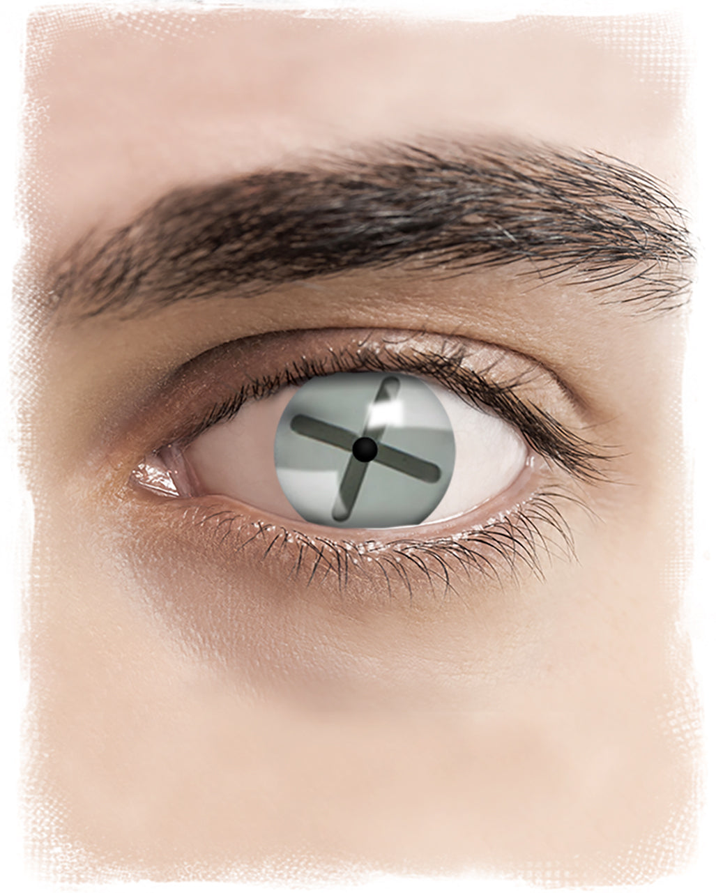 Kontaktlinsen Grau mit schwarzem Kreuz