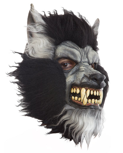 Graue Wolf Maske mit Reißzähnen