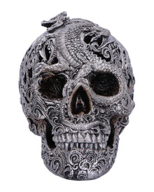 Gravierter Drakos Totenschädel mit Drachenmotiv 19,5cm