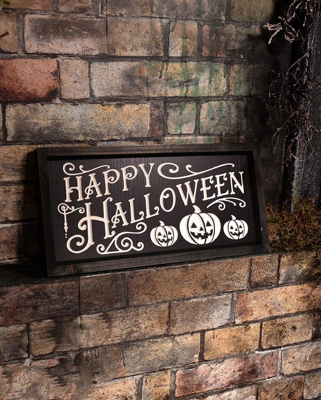 „Happy Halloween“ Wandbild mit Gravur 41cm