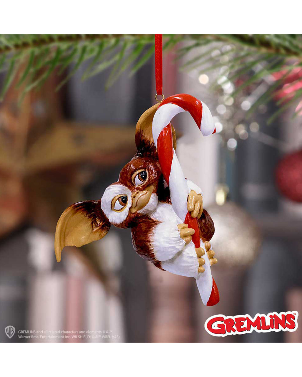 Gremlins Gizmo an Zuckerstange Christbaumkugel 11cm