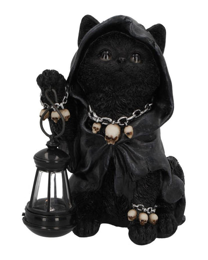 Sensenmann Katzenfigur mit Laterne 18,5cm