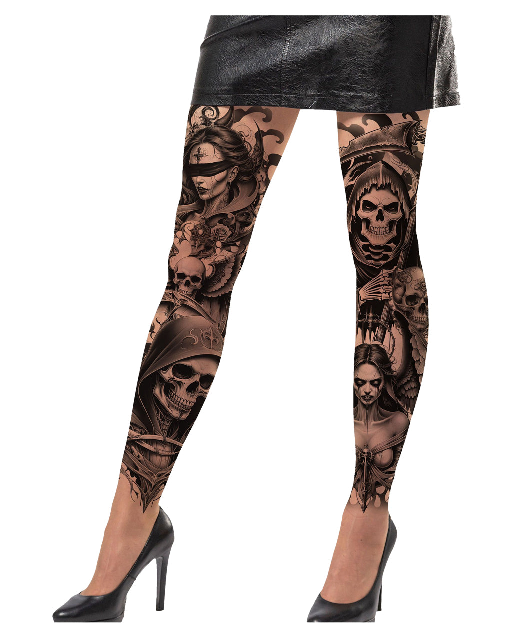 Grim Reaper Tattoo Effect Tights