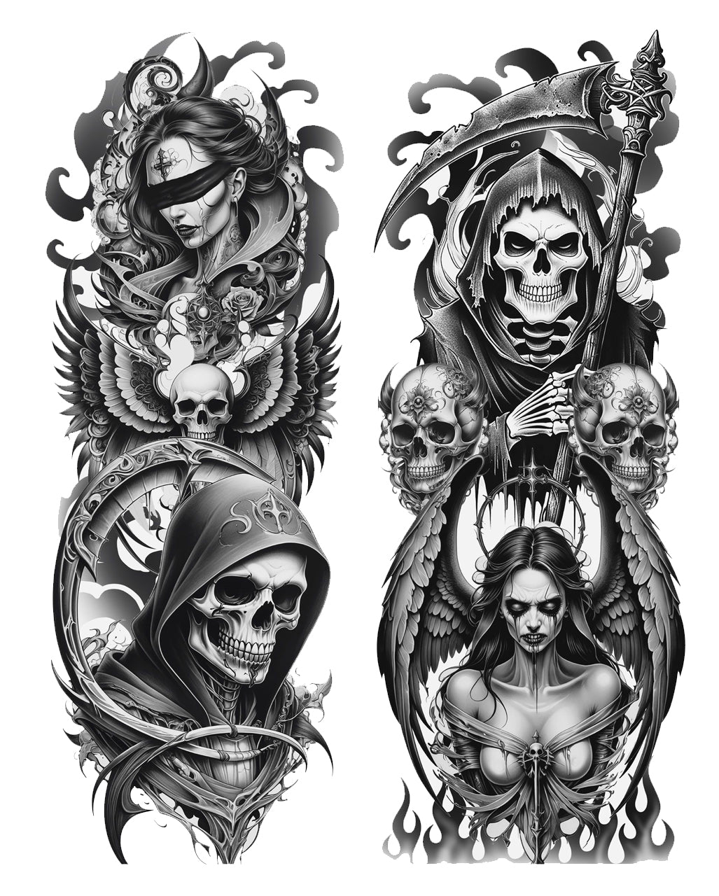 Grim Reaper Tattoo Effect Tights