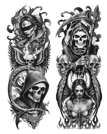 Sensenmann Tattoo Effekt Strumpfhose