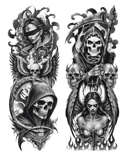 Grim Reaper Tattoo Effect Tights