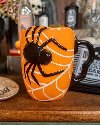 Große Halloween Tasse mit Spinne & Spinnweben 500ml