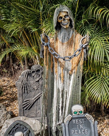 Großer Halloween Grabstein mit Gerippe 91cm