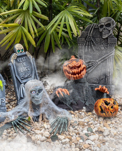 Großer Halloween Grabstein mit Gerippe 91cm