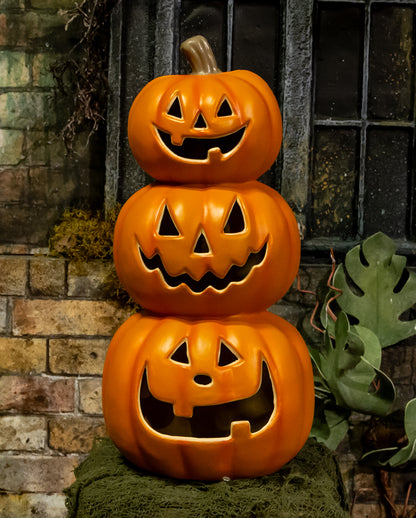 Großer Halloween Kürbis Turm mit Beleuchtung 50cm