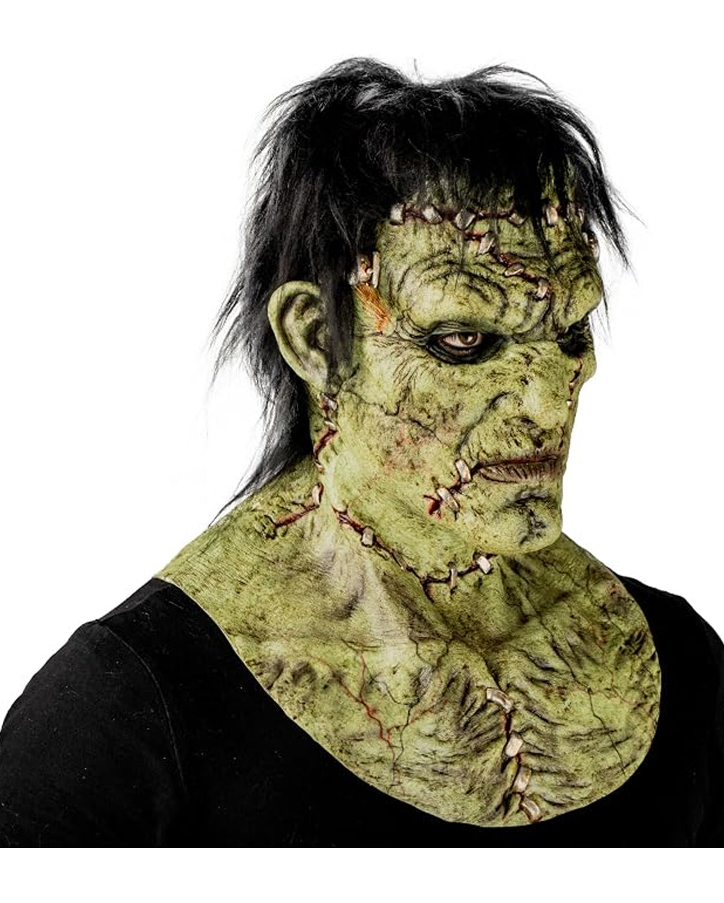 Green Frankenstein Monster Mask with Hair