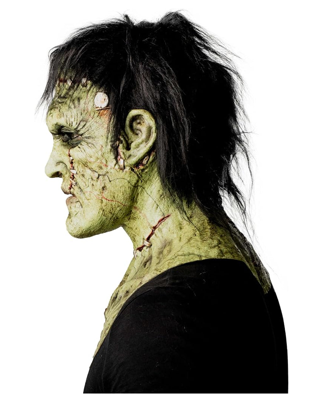 Green Frankenstein Monster Mask with Hair