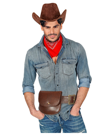 Kunstleder Gürtel mit Tasche braun