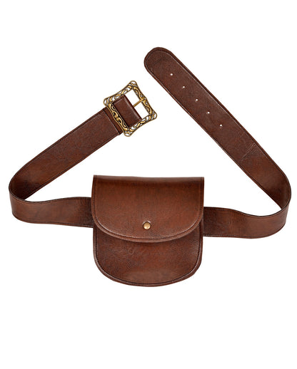 Kunstleder Gürtel mit Tasche braun