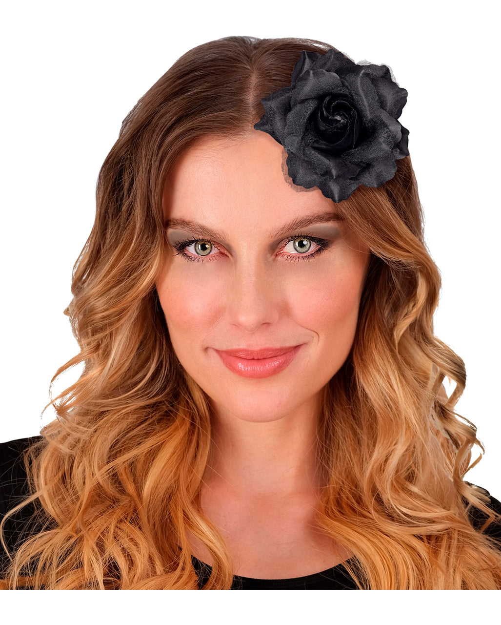 Schwarze Glitzer-Rose Haarspange