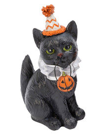 Halloween Clown Katze mit Kürbis 15cm
