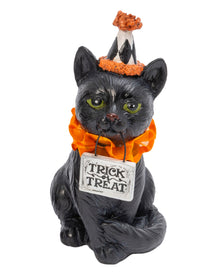 Halloween Clowns Cat With Trick Or Treat Sign 15cm