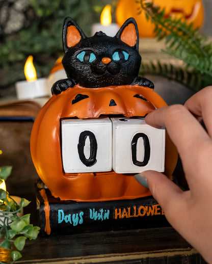Kürbis & Katze als Halloween Countdown 18cm