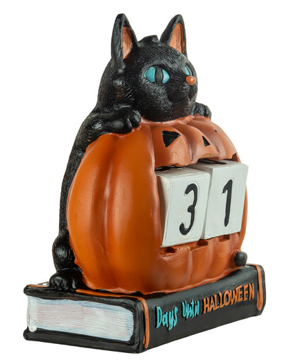Kürbis & Katze als Halloween Countdown 18cm