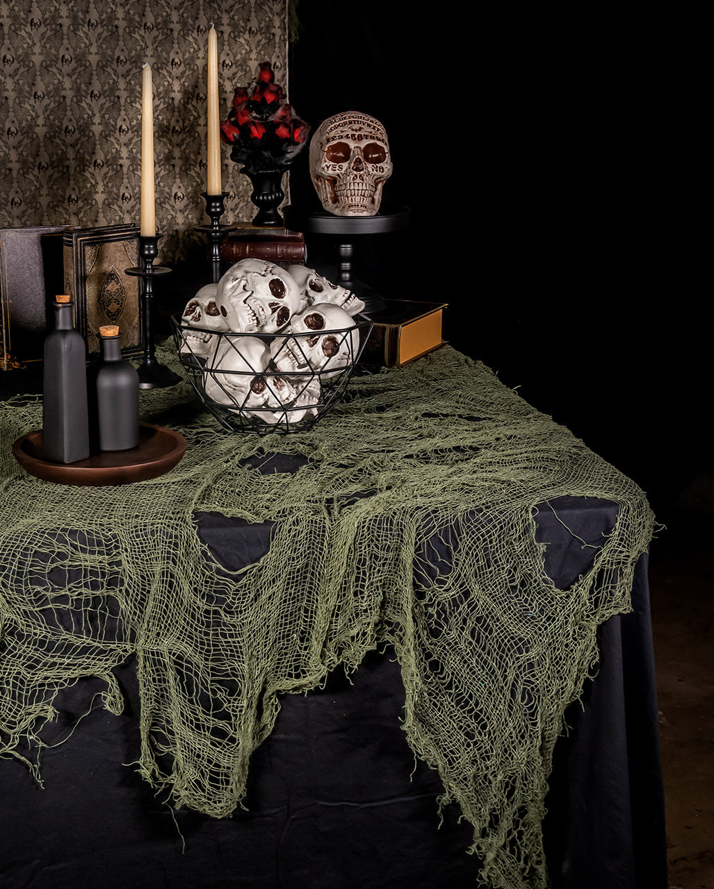 Halloween Fetzenstoff Grün 300x75cm