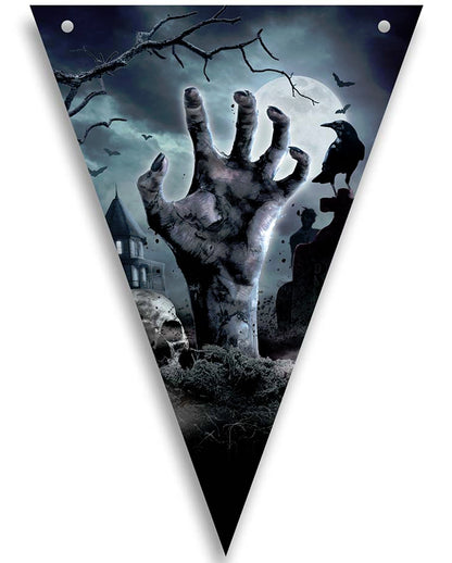 Halloween Zombie Friedhof Wimpel Girlande 3m