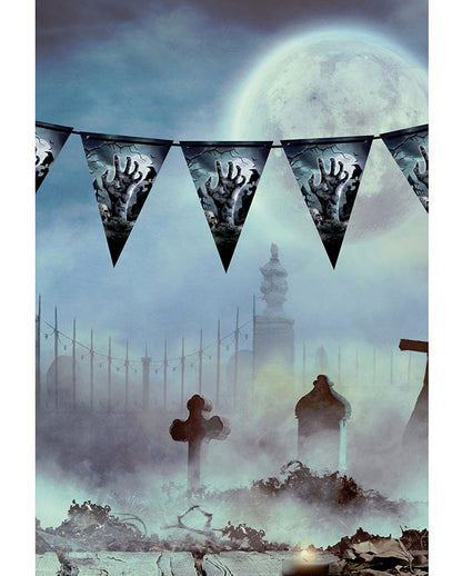 Halloween Zombie Friedhof Wimpel Girlande 3m