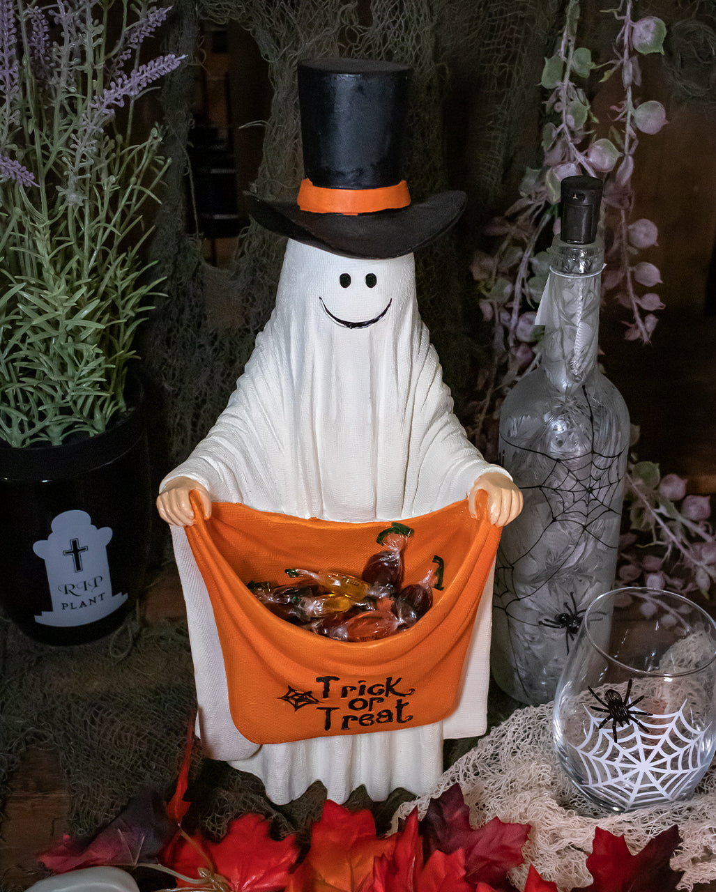 Halloween Ghost With Trick Or Treat Bag 42cm
