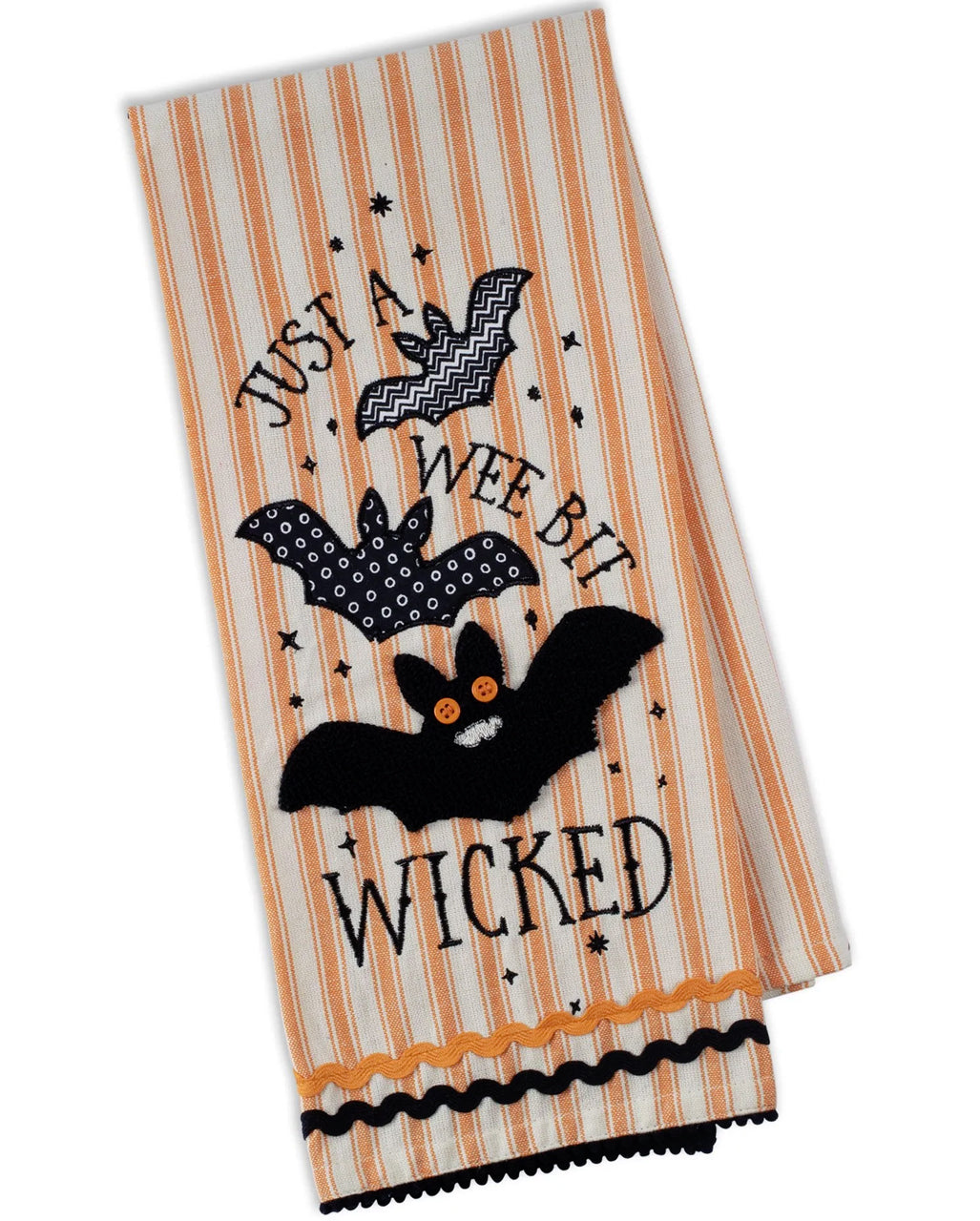 Gestreiftes Halloween Geschirrtuch Wicked Fledermäuse