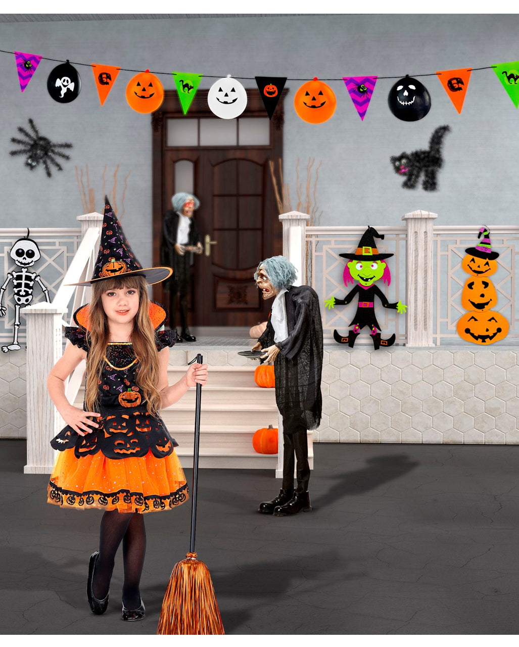 Halloween Girlande mit Flaggen & Ballons