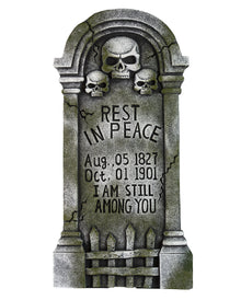 Halloween Grabstein mit 3 Totenschädel & Inschrift 91cm