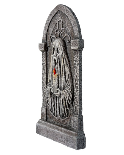 Deko Grabstein mit Geist & Kerze 53cm