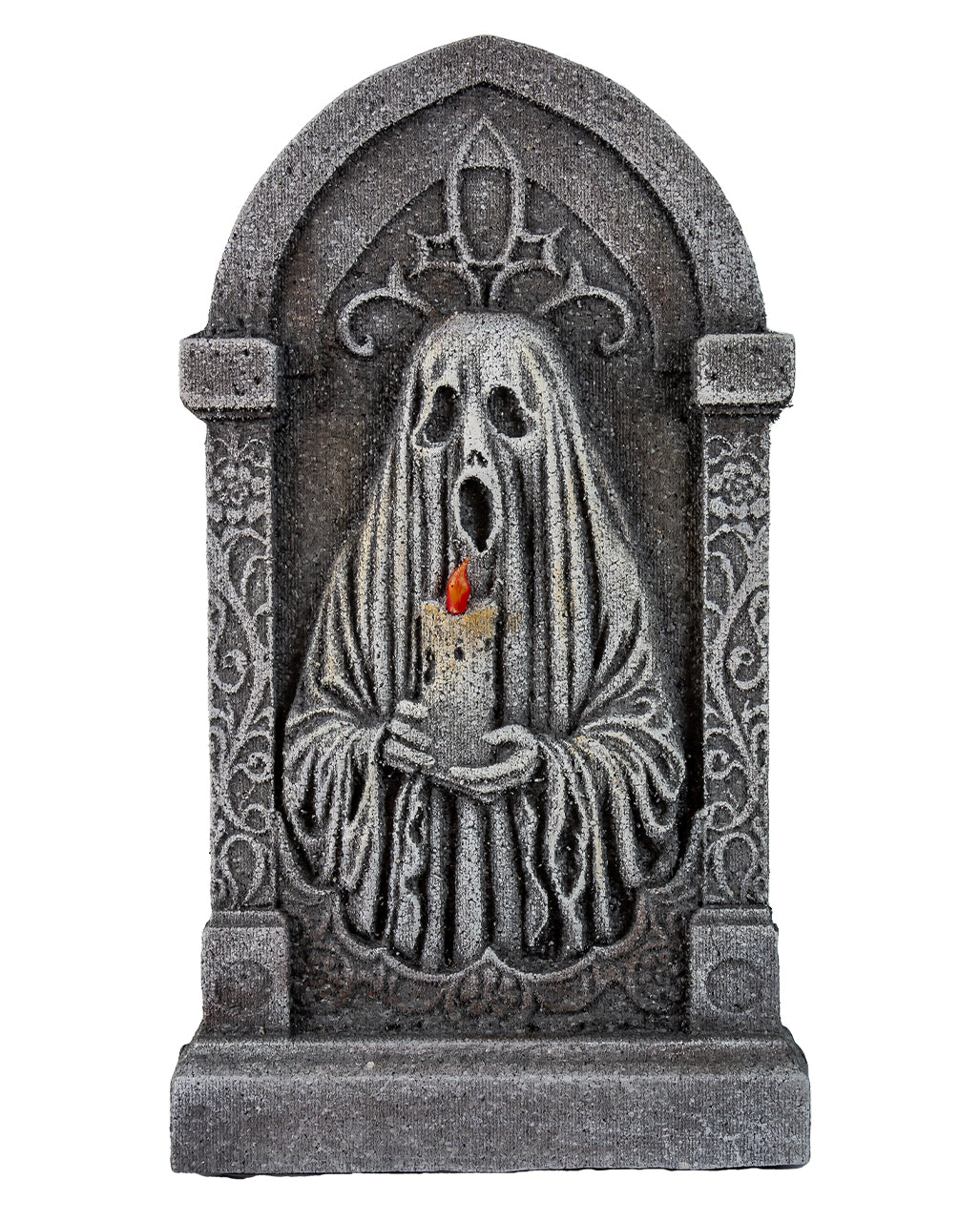 Deko Grabstein mit Geist & Kerze 53cm