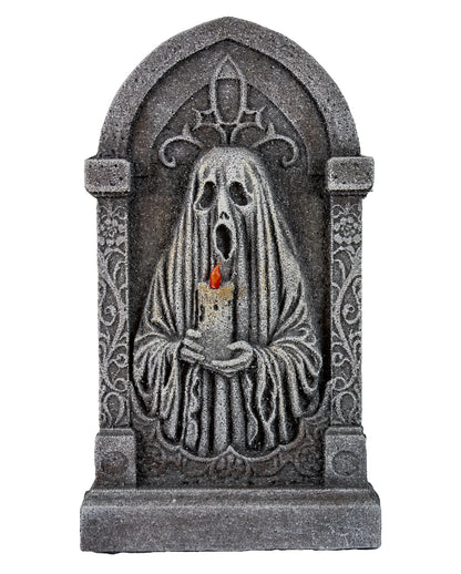 Deko Grabstein mit Geist & Kerze 53cm
