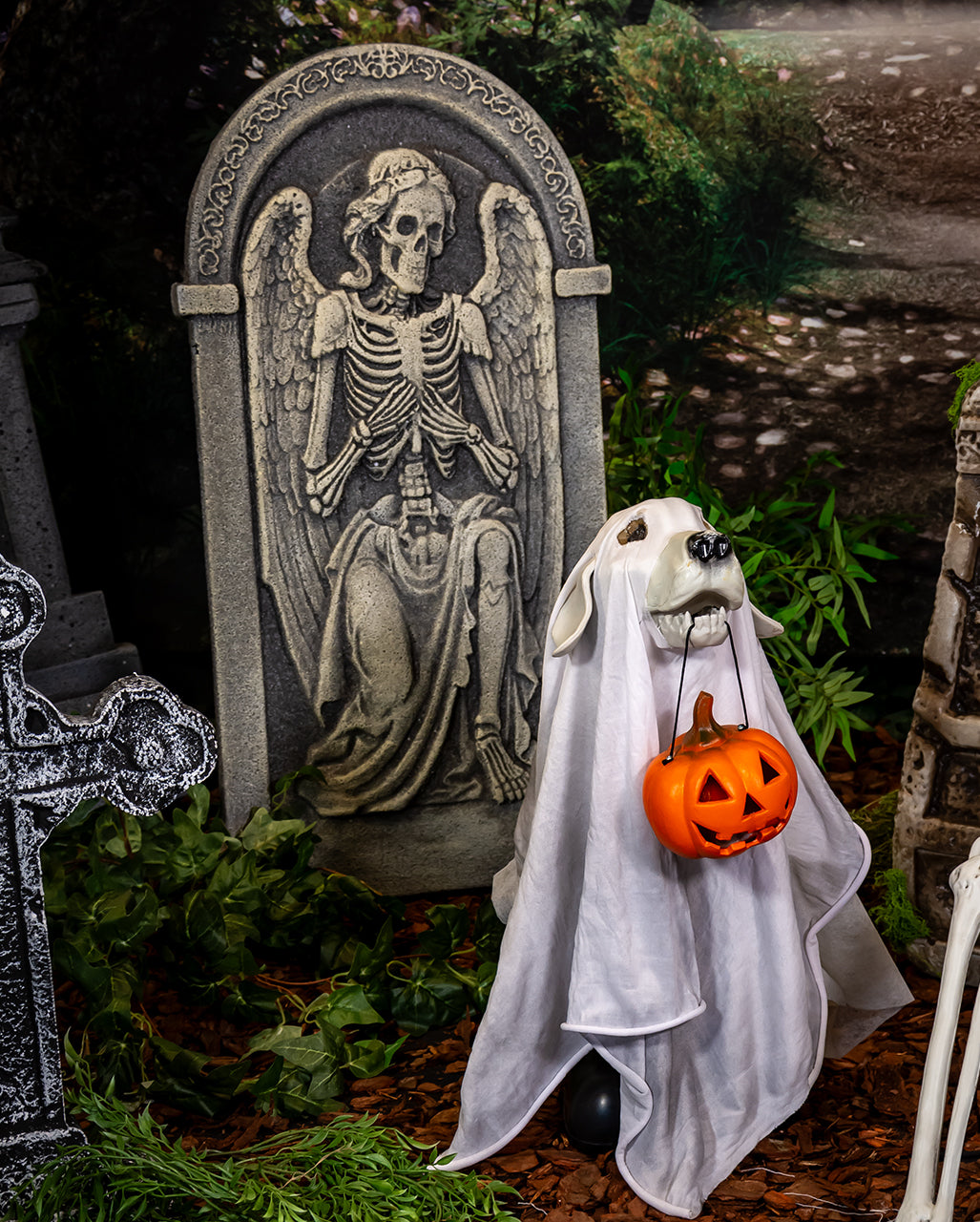 Halloween Grabstein mit Skelett Engel 91cm