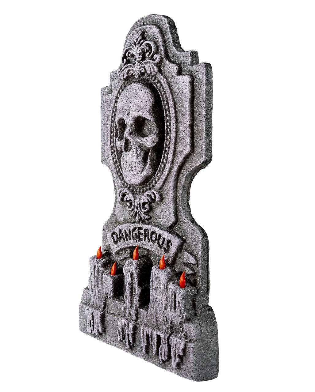 "Dangerous" Skull Grabstein Kreuz 53cm