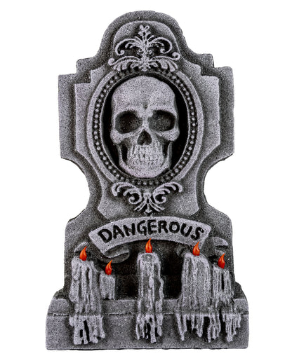 "Dangerous" Skull Grabstein Kreuz 53cm