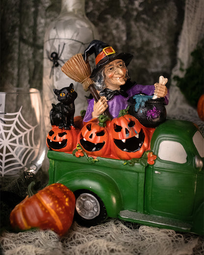 Halloween Pick Up mit Hexe leuchtend 24cm