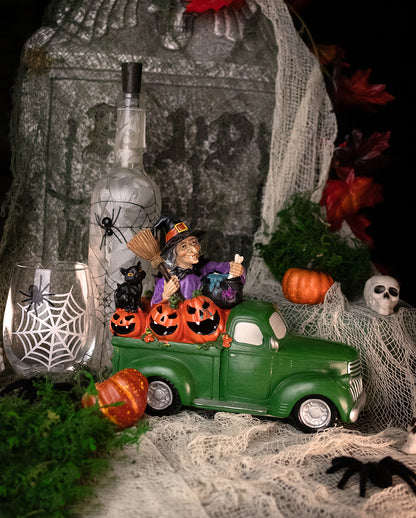 Halloween Pick Up mit Hexe leuchtend 24cm