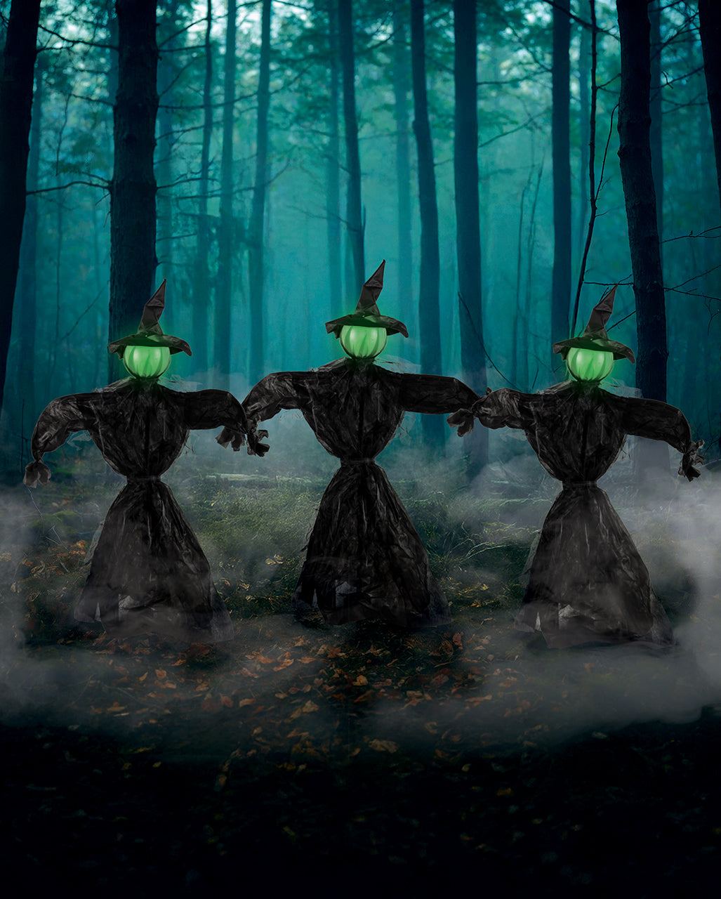 3 St. Halloween Hexen mit grünem Licht 113cm