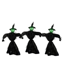 3 St. Halloween Hexen mit grünem Licht 113cm