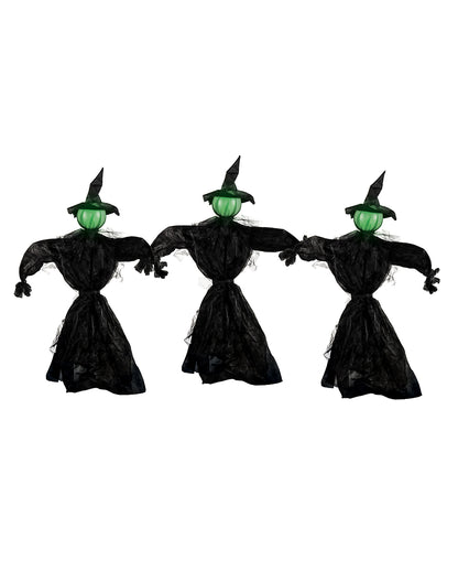 3 St. Halloween Hexen mit grünem Licht 113cm