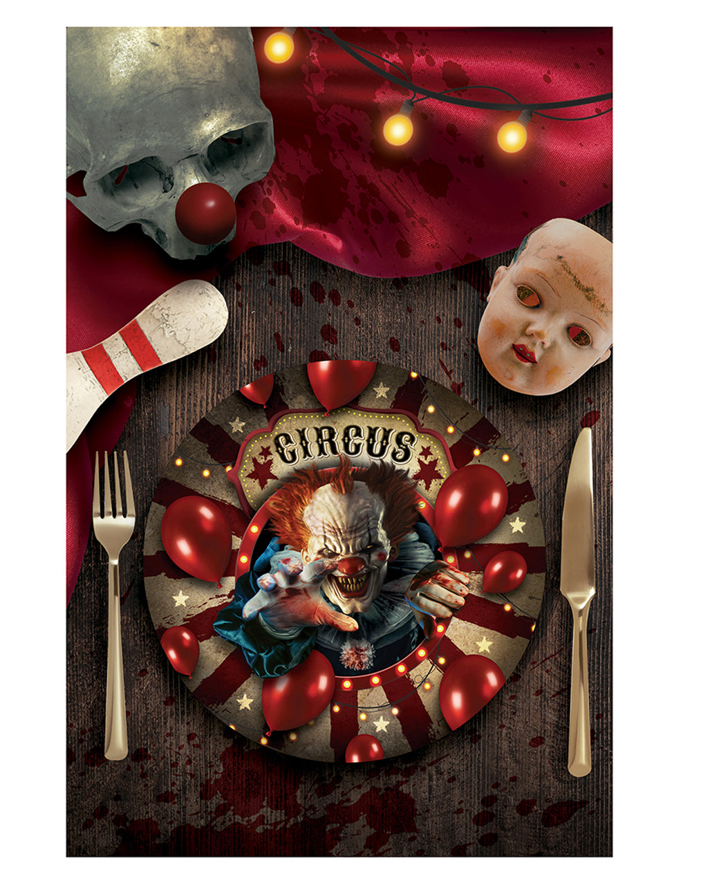 Halloween Horror Clown Circus Paper Plates 6 Pcs.