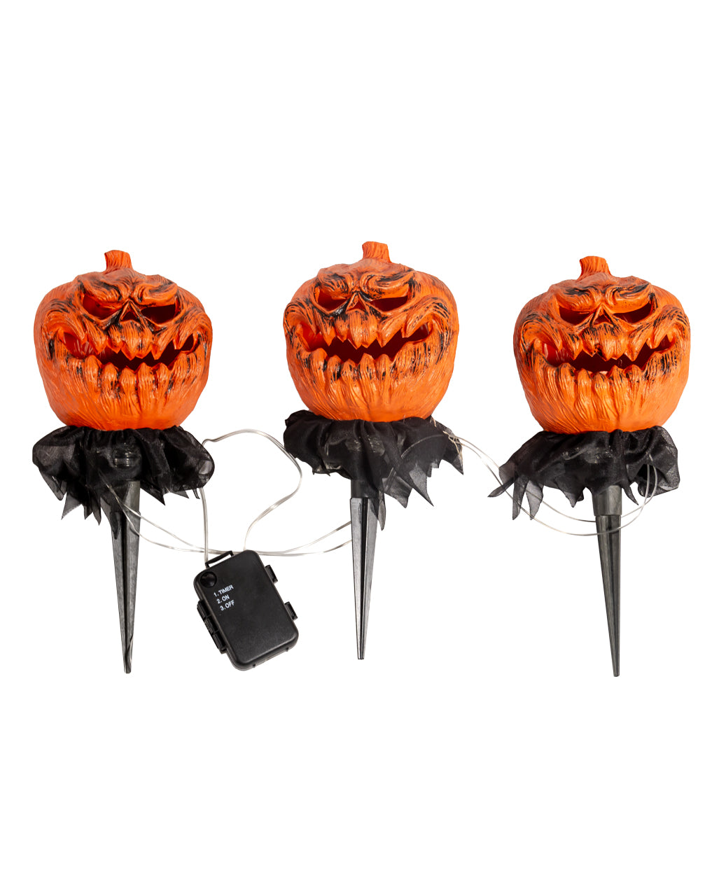 Spooky Halloween Kürbis mit Erdspieß 3er-Set