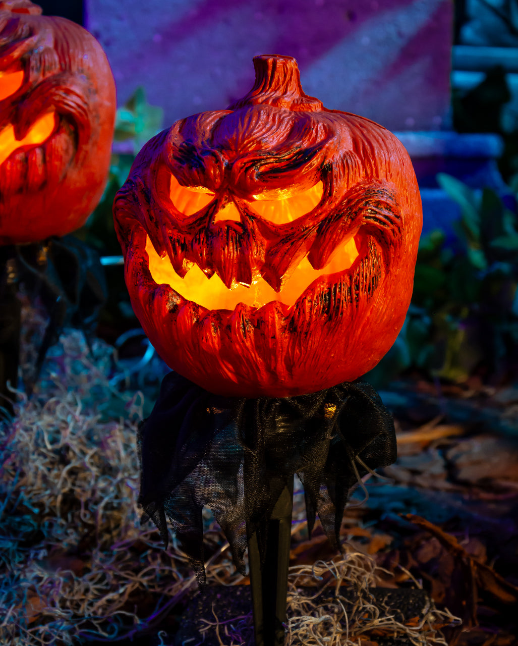 Spooky Halloween Kürbis mit Erdspieß 3er-Set