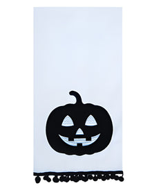 Weiß-Schwarzes Halloween Kürbis Geschirrtuch