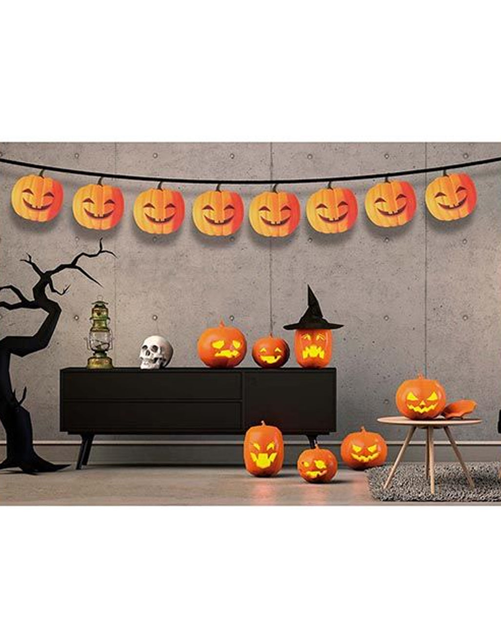 Halloween Kürbis Girlande 3m