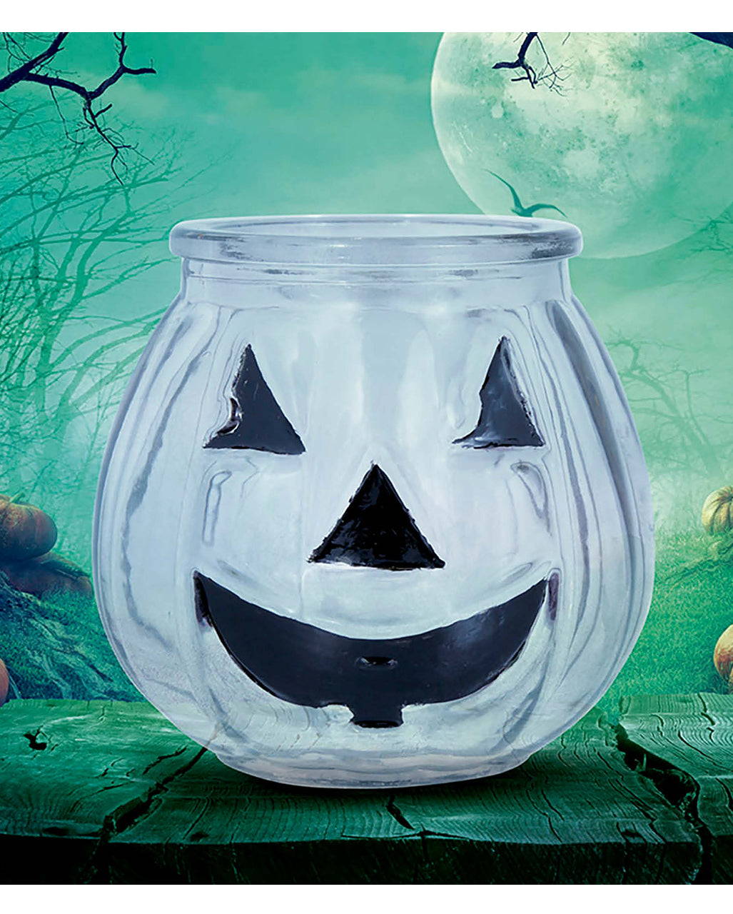 Halloween Glas Kerzenhalter Kürbis
